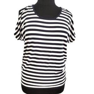 Michael Kors Top Cold-Shoulders Blue White Strips Women's Large